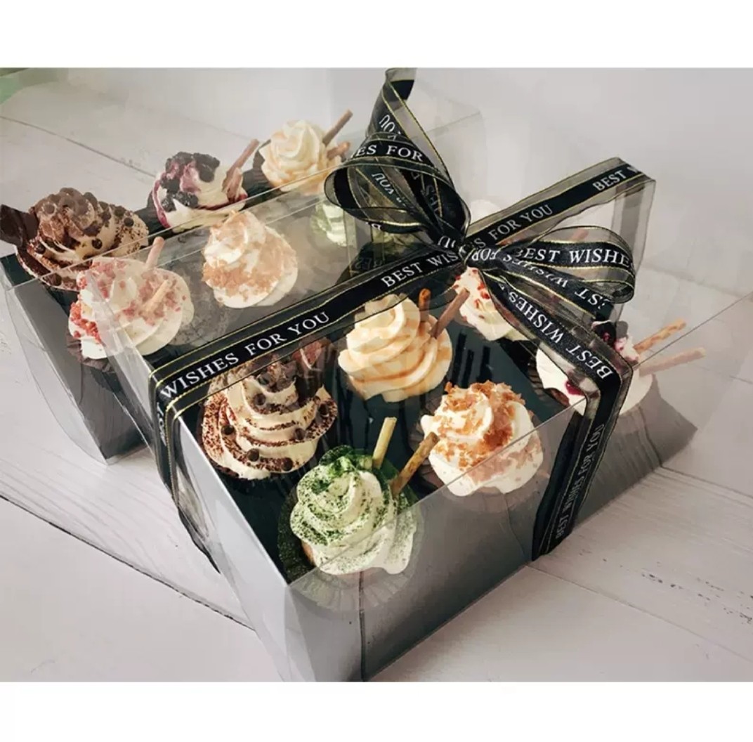 Cupcake box - 4 6 or 12 cavity transparent clear plastic ...