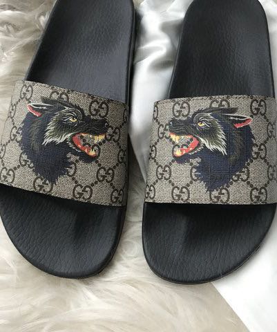 Gucci Angry Wolf Slides, Men's Fashion 