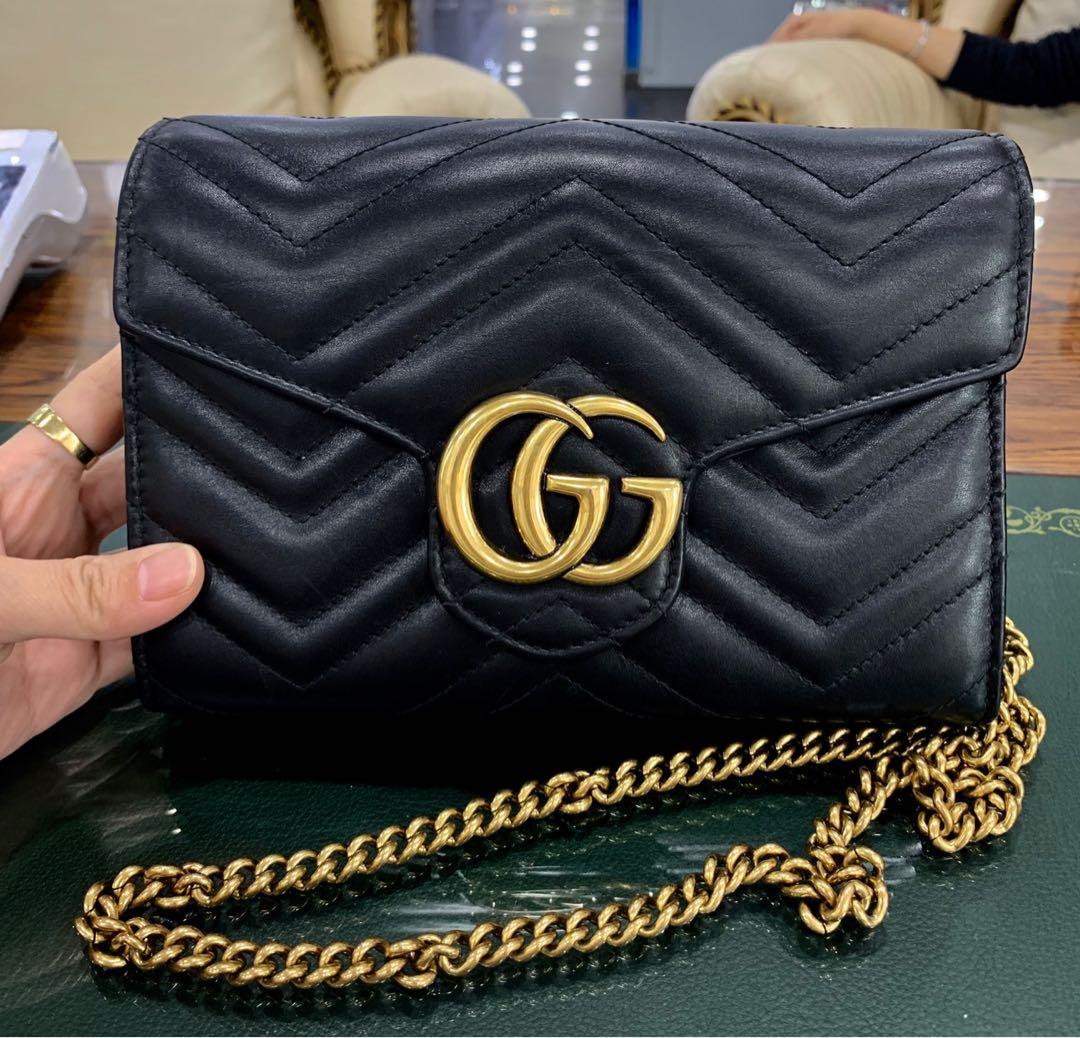 gucci marmont wallet on chain black