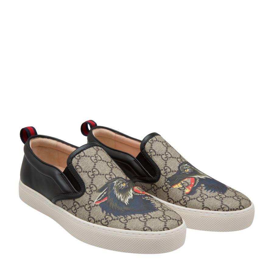 Gucci Wolf Slip On Sneakers, Men's 