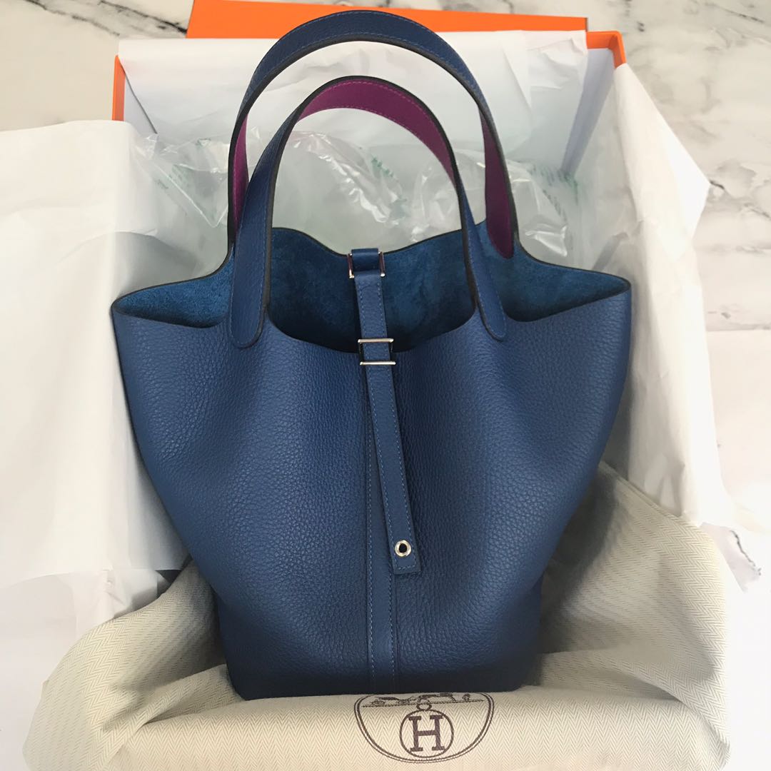 Hermes deep blue discount picotin