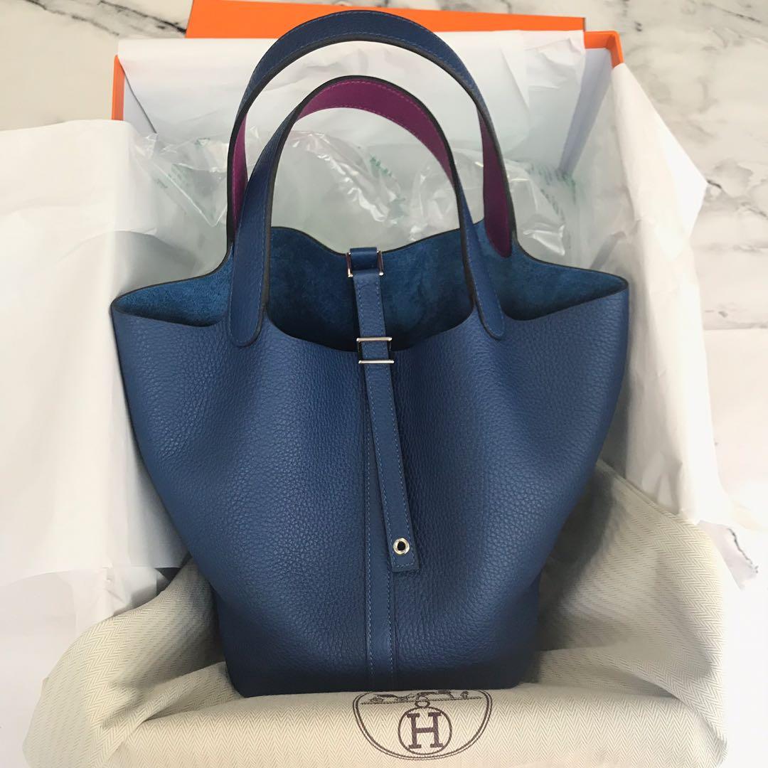 hermes deep blue picotin