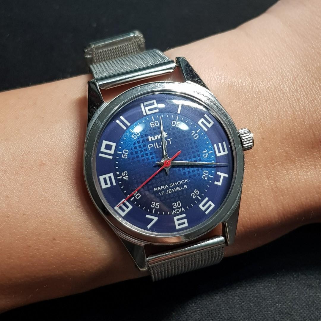 Hmt Pilot Watch Blue Dial Men S Fashion Watches On Carousell Thermical blued steelhands filled with superluminova c3. sgd