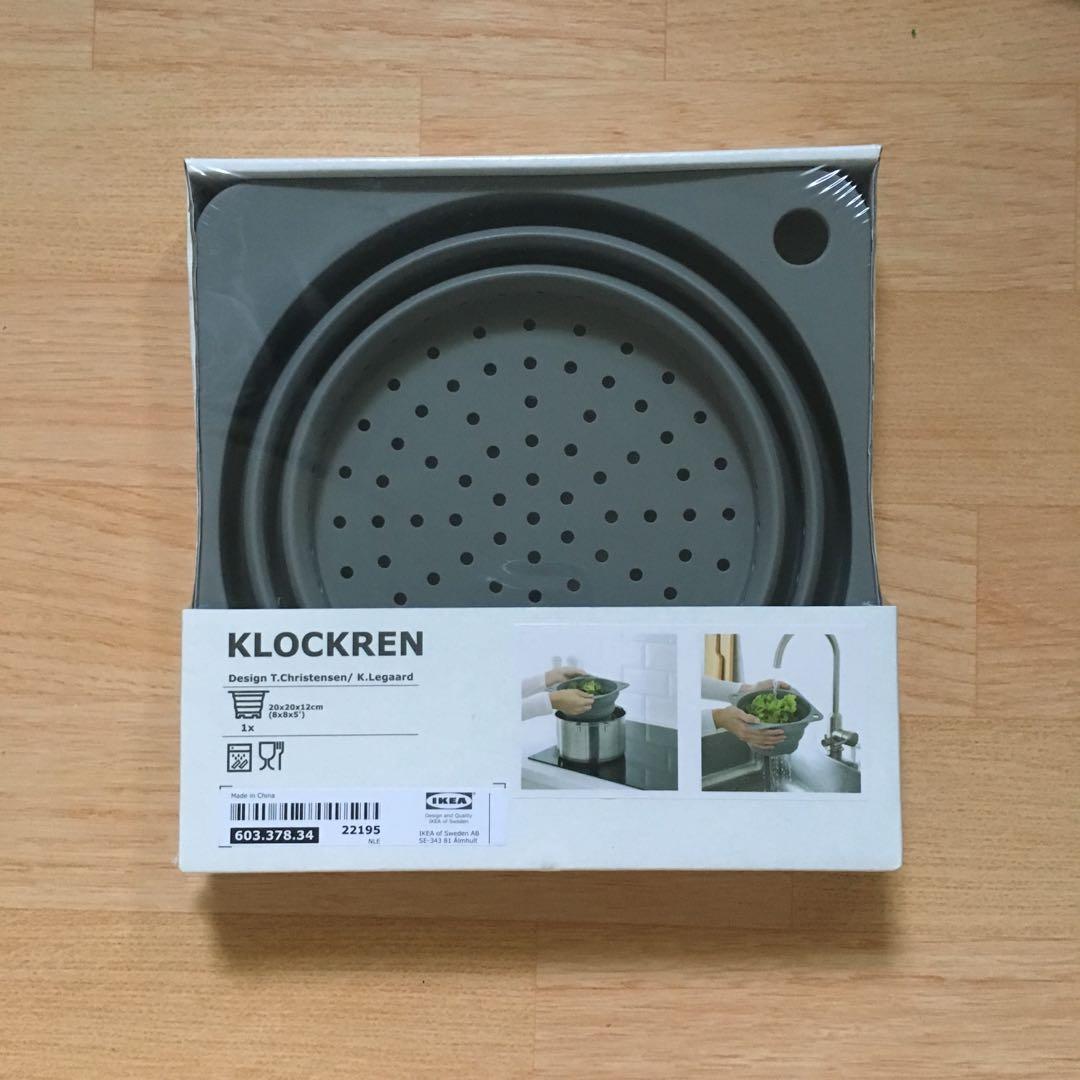 Ikea Gray Silicon Collapsible Colander Strainer, Furniture & Home