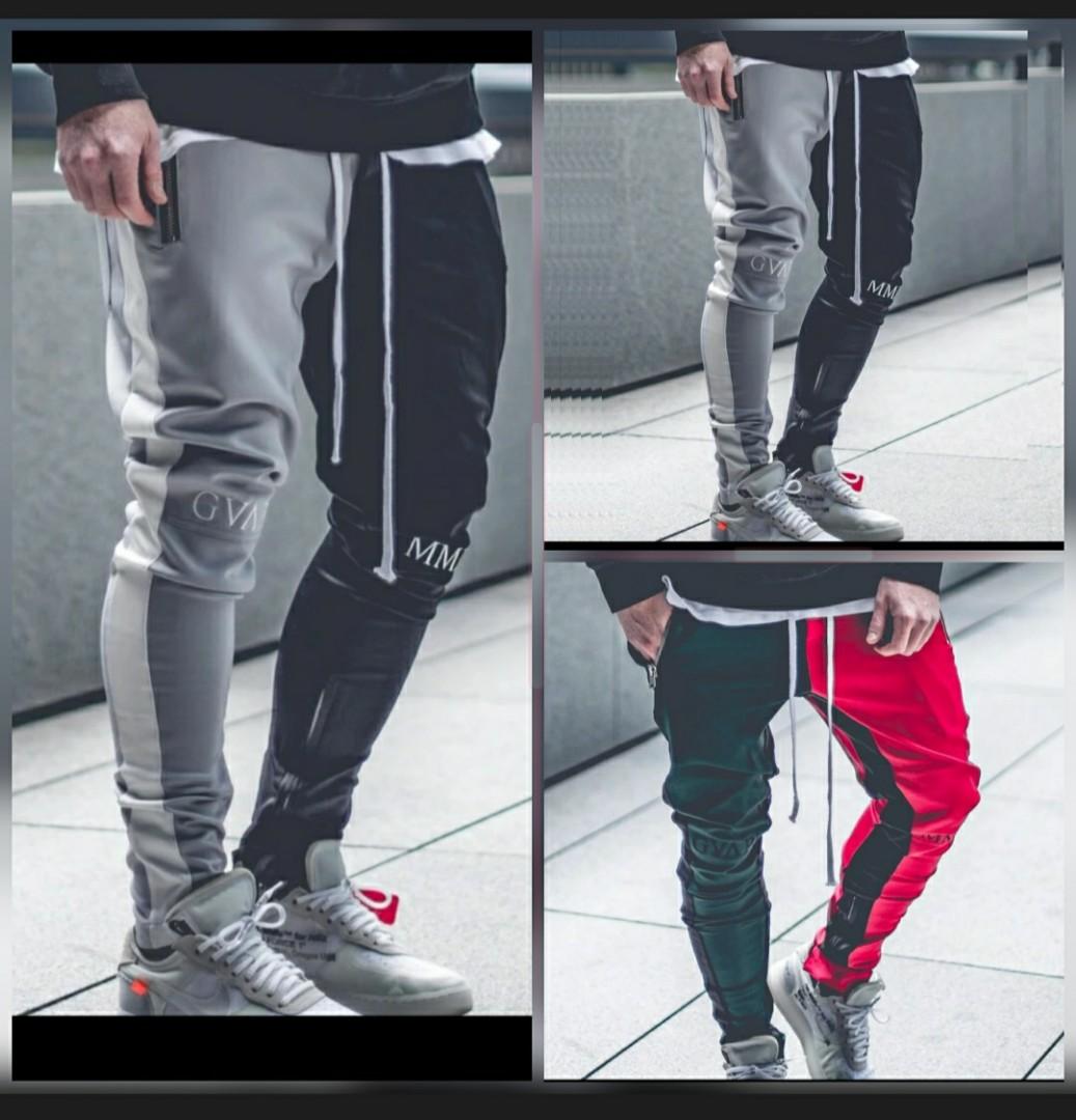 Red and black joggers mens shop