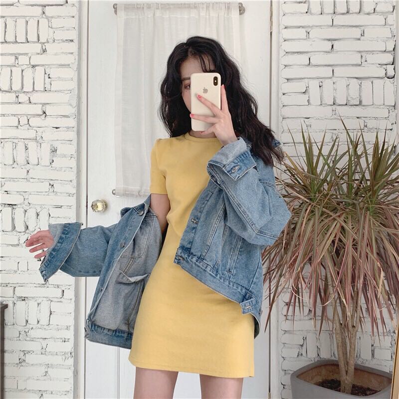 Yellow aesthetic dress top
