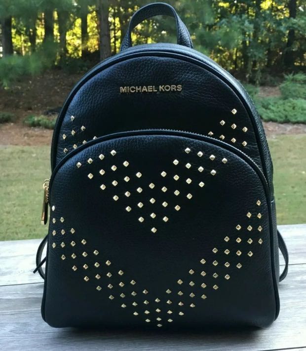 Michael Kors Abbey BlackStudded Backpack, Luxury, Bags & Wallets on