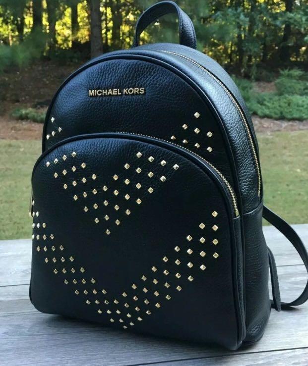 Michael Kors Abbey BlackStudded Backpack, Luxury, Bags & Wallets on