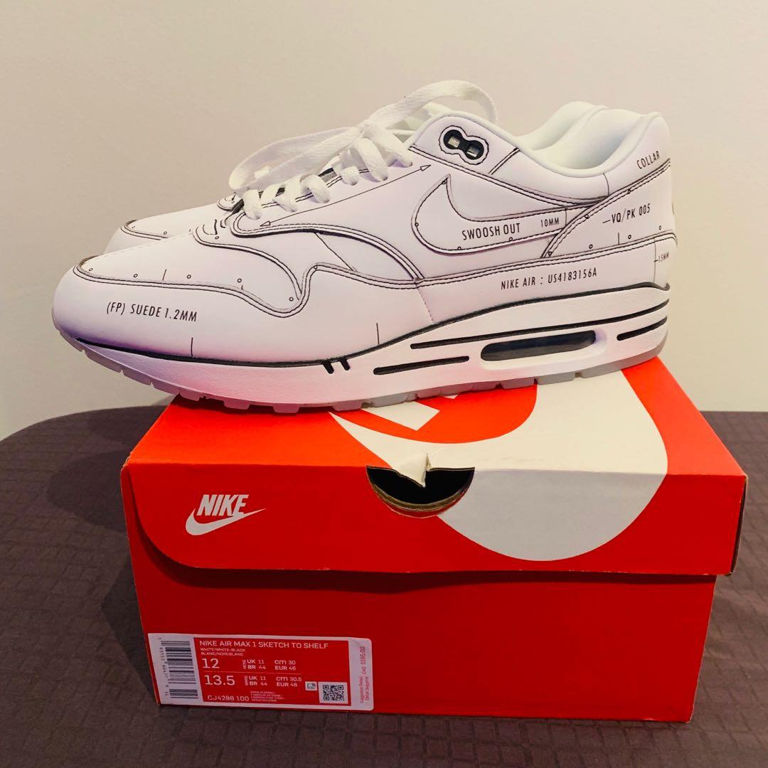 Nike air max 1 sketch top white