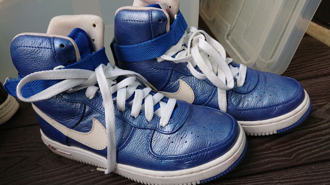 Nike white and blue high tops Clearance