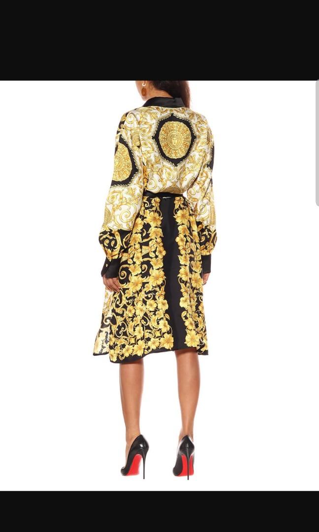 Ret 4.2K Versace Shirt Dress Barocco Hibiscus Print Silk 2019 Luxury Apparel on Carousell