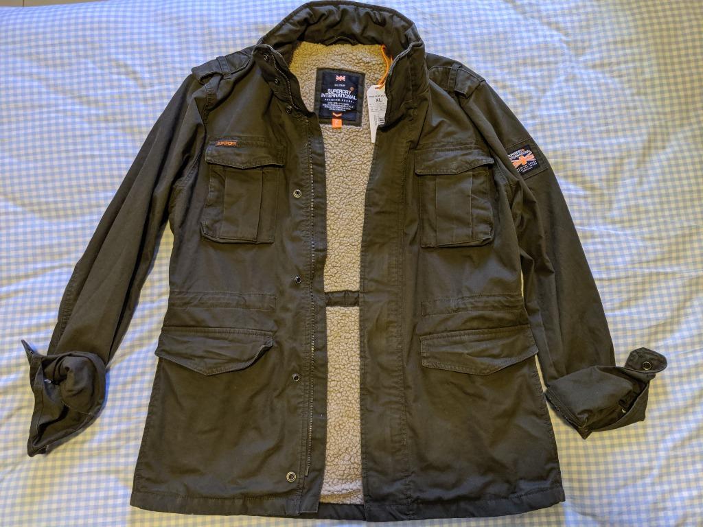 Superdry mens rookie heavy weather field jacket dark khaki on sale