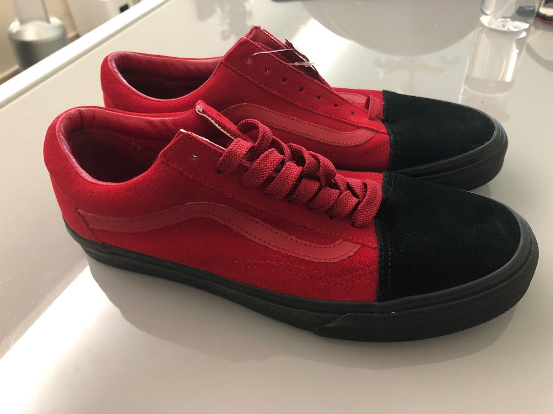 vans old skool black red