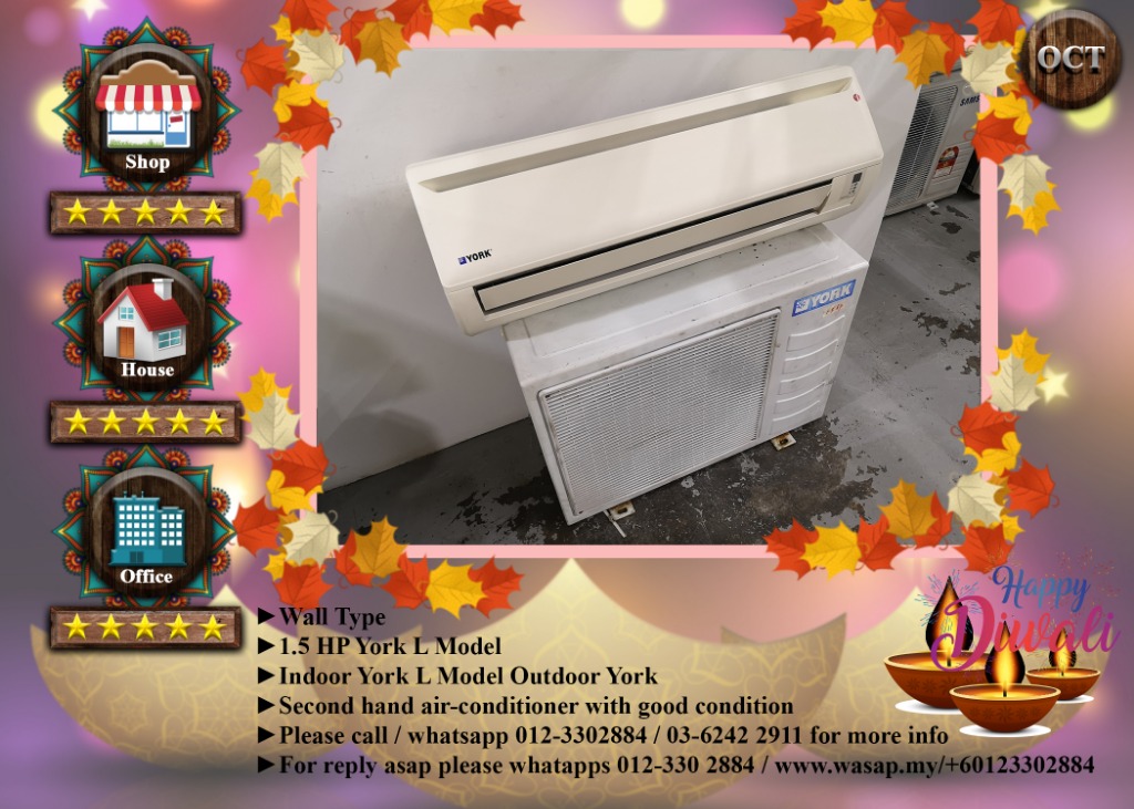 York L Model 1.5HP Second Hand Air Conditioner AC2878, TV & Home