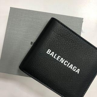 全新品 Balenciaga 黑色牛皮短夾 男夾