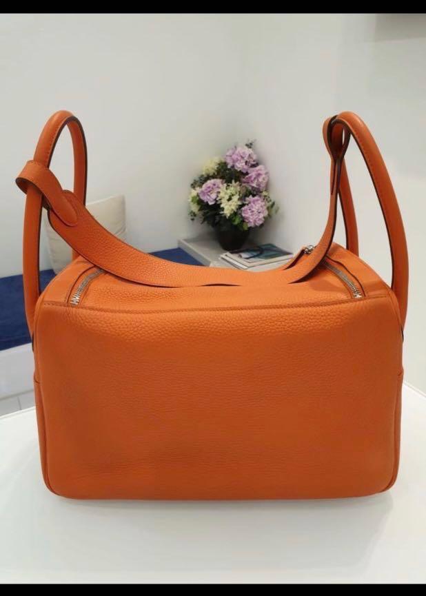 Hermès Lindy 34 cm Handbag in Orange Swift Leather