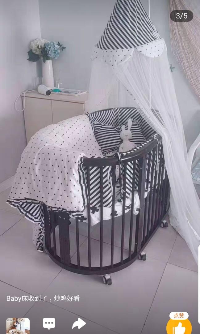 1111 Promo Baby Multi Functional Round Cot Co Sleeping Bed Safe Baby Bed Babies Kids Cots Cribs On Carousell