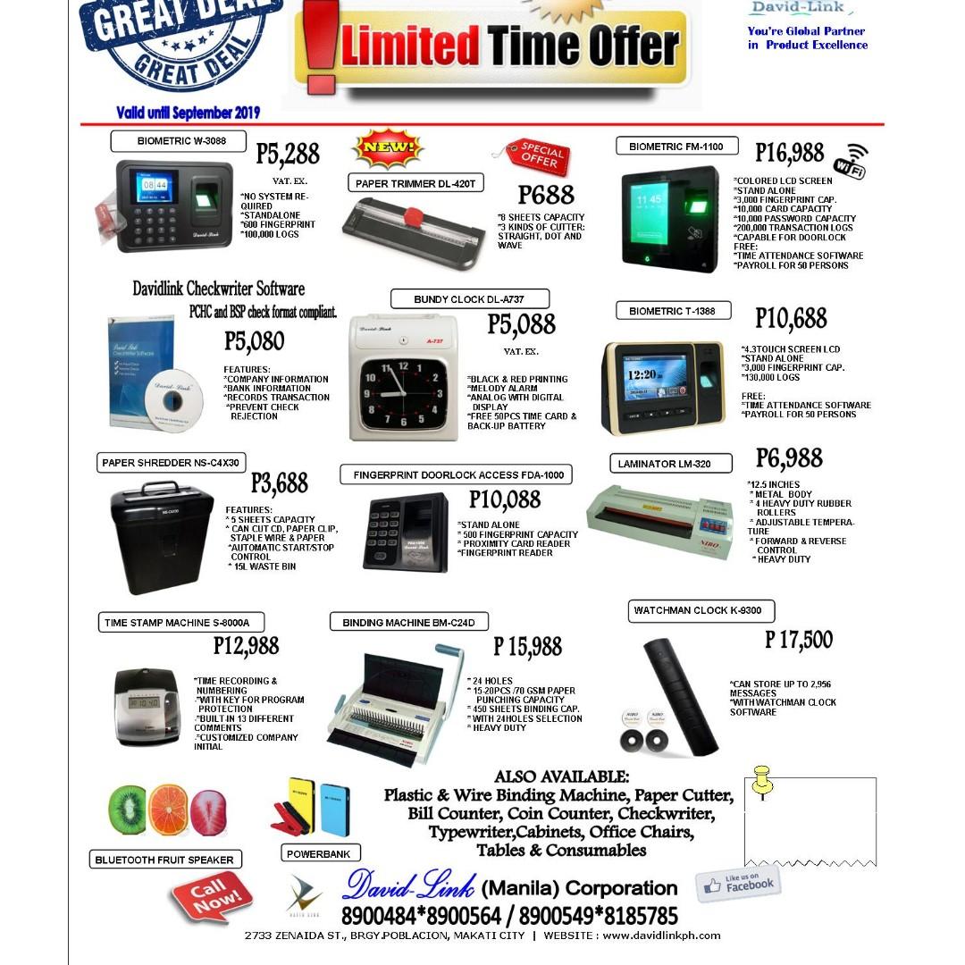 bundy clock time recorder DLA737 (Category: Voice Recorders) located in Makati City. Submitted by davidlinkcorp (Listing ID 238616427, Image 2). Description: Please call or email us for more features and specification and price. David Link (Manila) Corporation 2733 Edmond Bldg. Zenaida St. Brgy. Poblacion Makati City [near Makati City hall] Tel#: 8-9-0-0-4-8-4 or 8-1-8-5-7-8-5 Mobile#: zero nine one seven seven zero two seven zero four two/ zero 