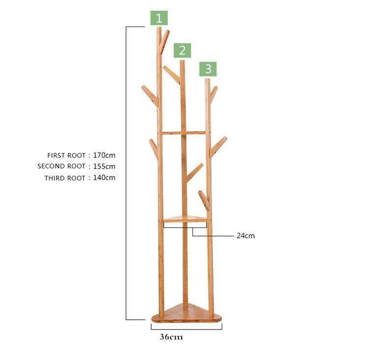 Creative Wood Floor Standing Coat Hat Rack Furniture Shelves