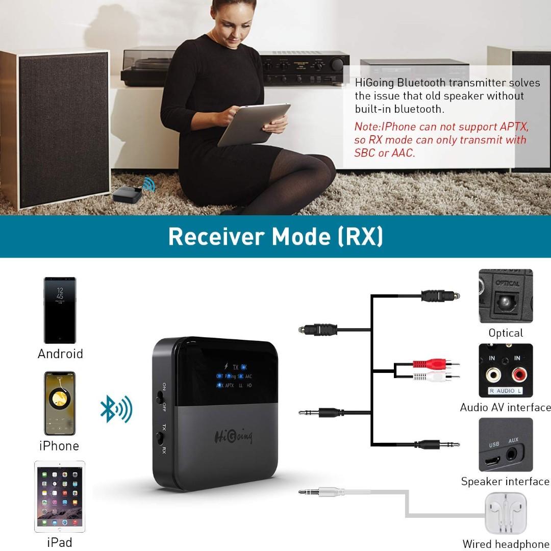 HiGoing Bluetooth 5.0 Transmitter Receiver with Indicator Display