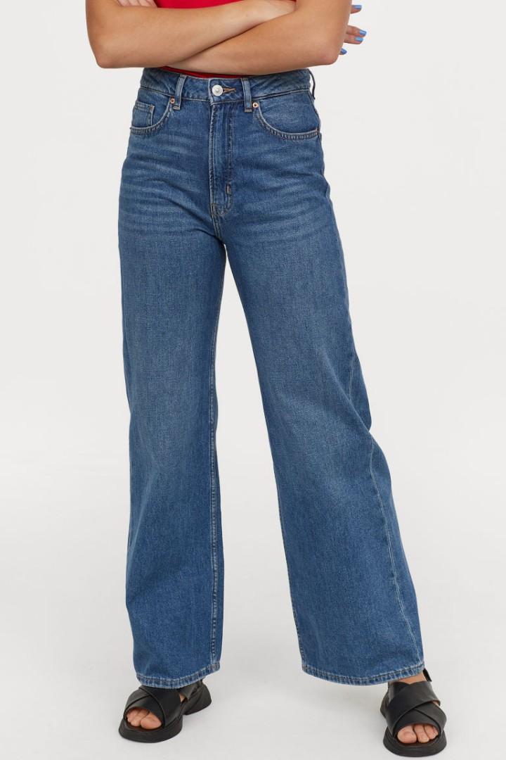 h&m high waisted wide leg jeans