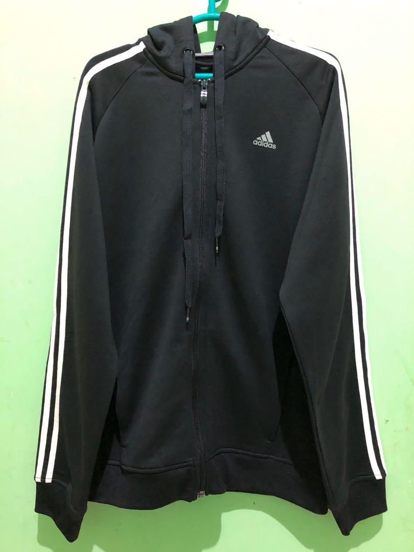 Zipper Hoodie Adidas Climalite Black White