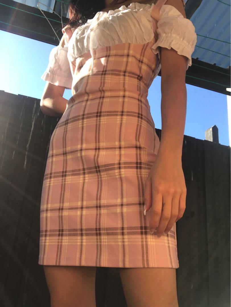 I Am Gia Pink Plaid Mini Dress Women S Fashion Clothes On Carousell