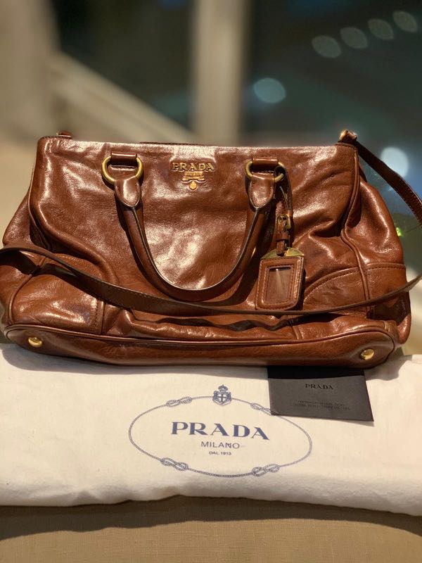Prada, Bags, Prada Pattina Vitello Shine Leather Bag