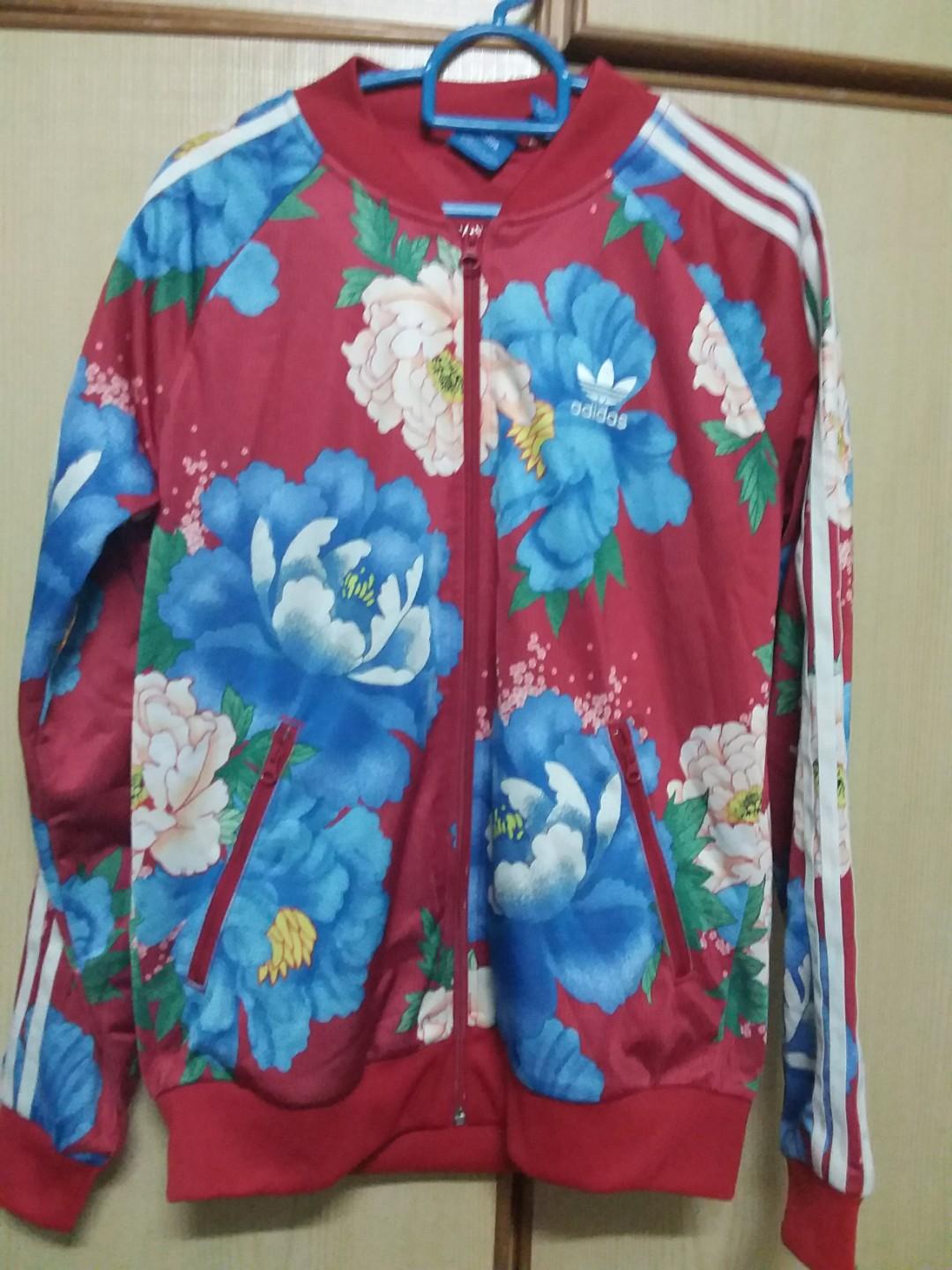 adidas green floral jacket