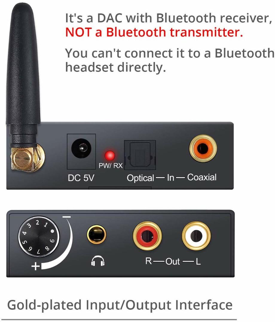 PROZOR 192kHz Digital to Analog Audio Converter with Bluetooth 5.0