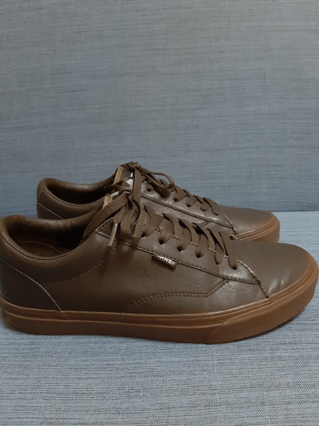 Dark brown leather vans store