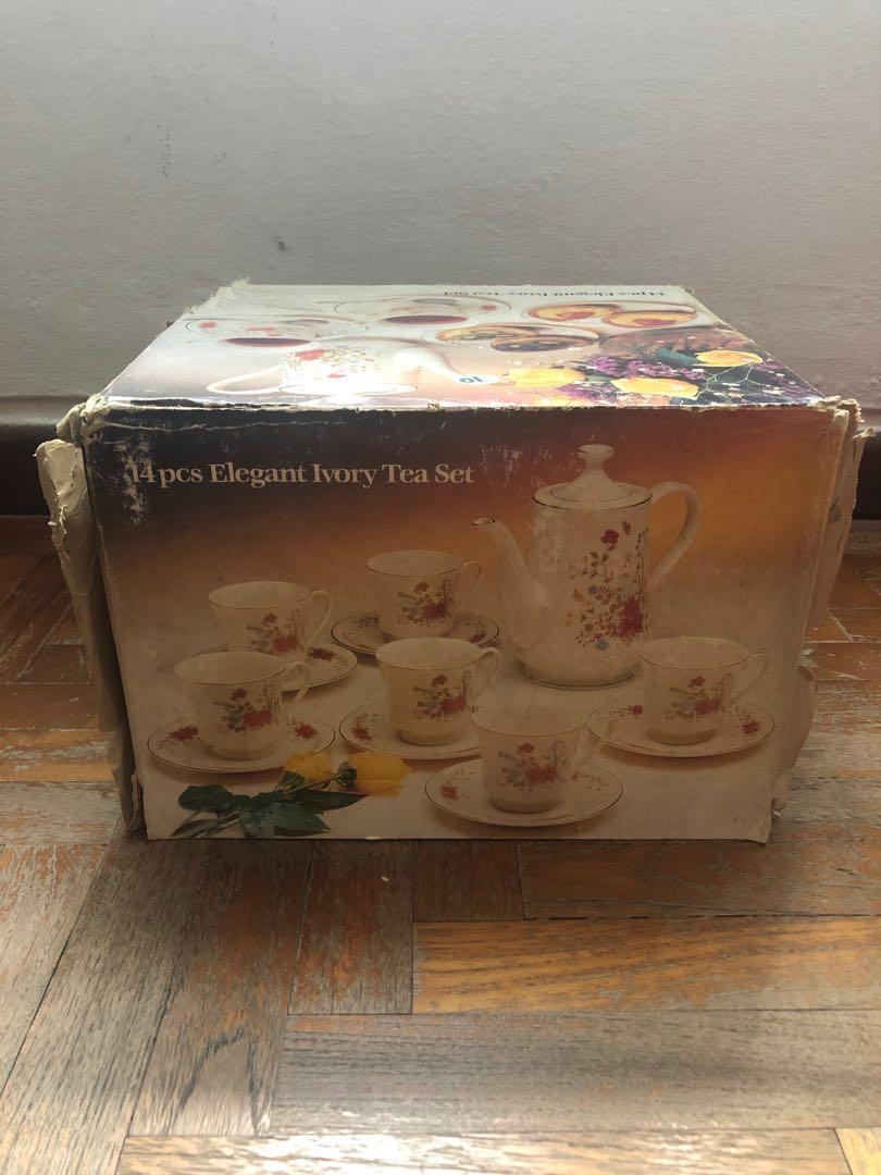 Vintage 14 piece ivory tea set, Furniture & Home Living, Kitchenware & Tableware, Coffee & Tea