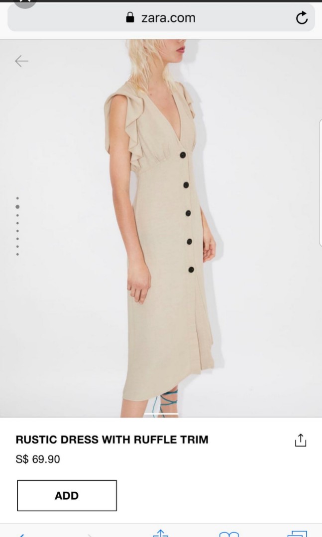 Zara rustic dress with ruffle sales trim