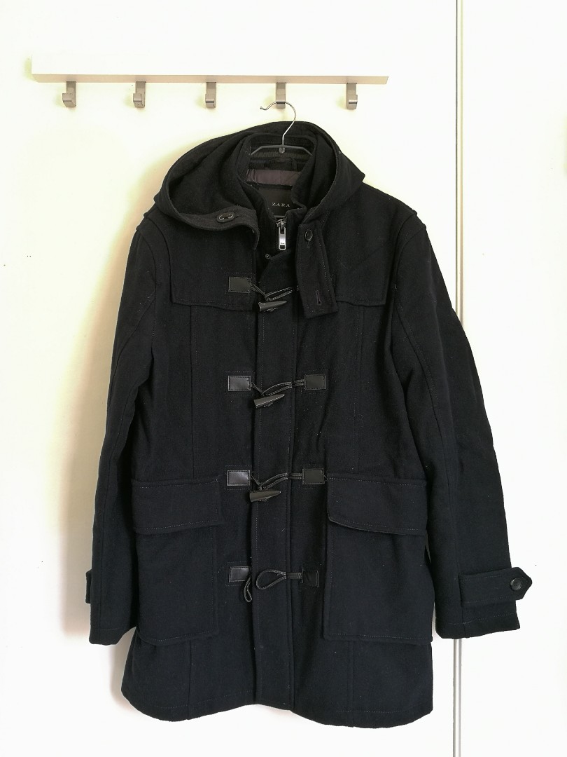 Zara black duffle coat outlet