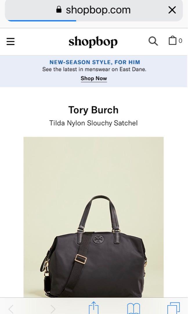 100 tory Burch tilda nylon slouchy satchel tote navy