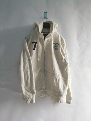 Polham White Polar Zipper Hoodie