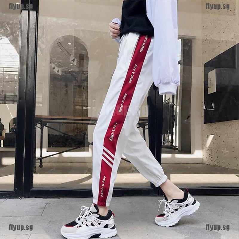 345 3 COLOURS blue black red hypebeast striped tape jogger