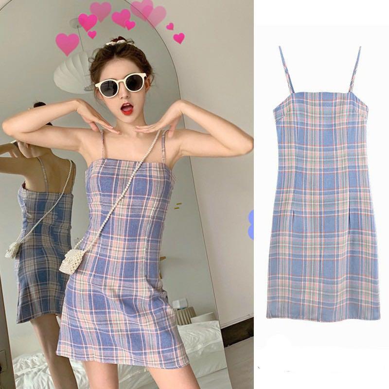 Buy Korean Spaghetti Strap Dress Cheap Online