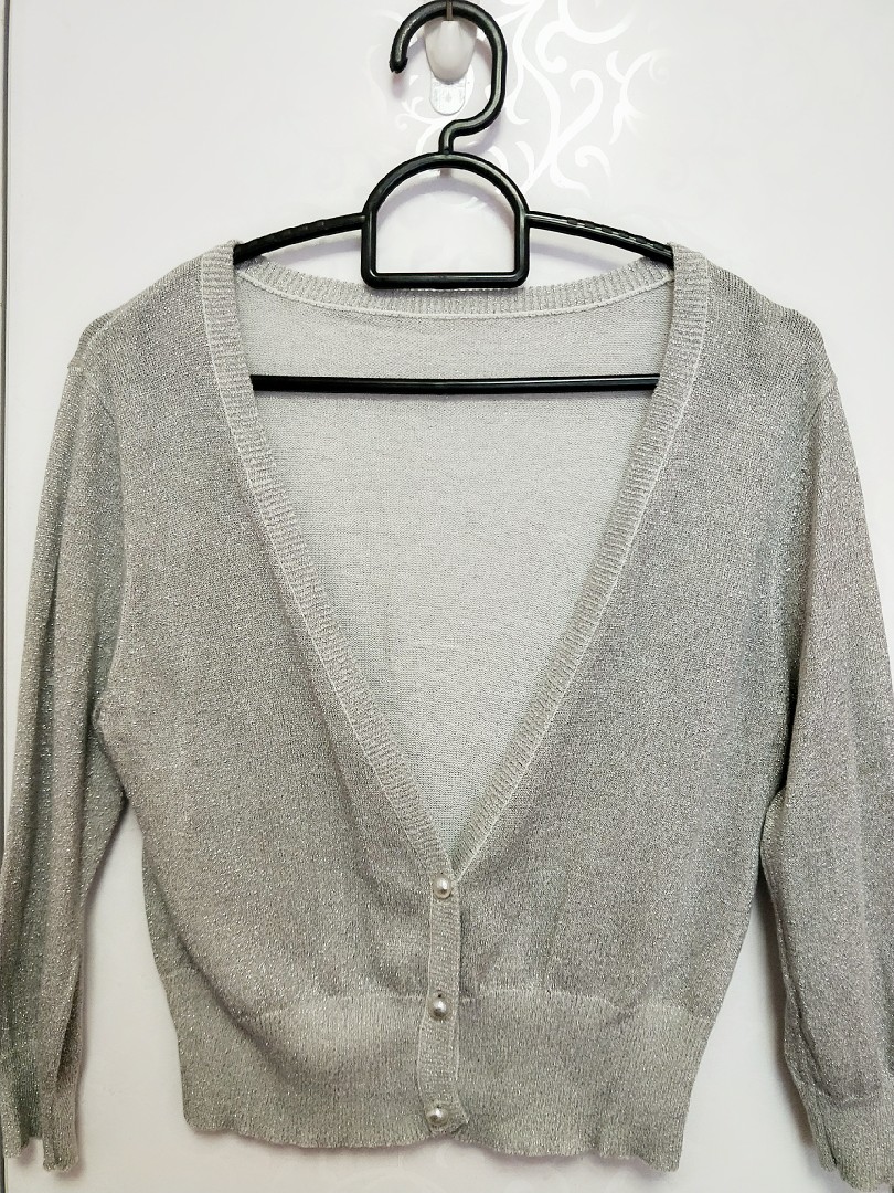 silver glitter cardigan