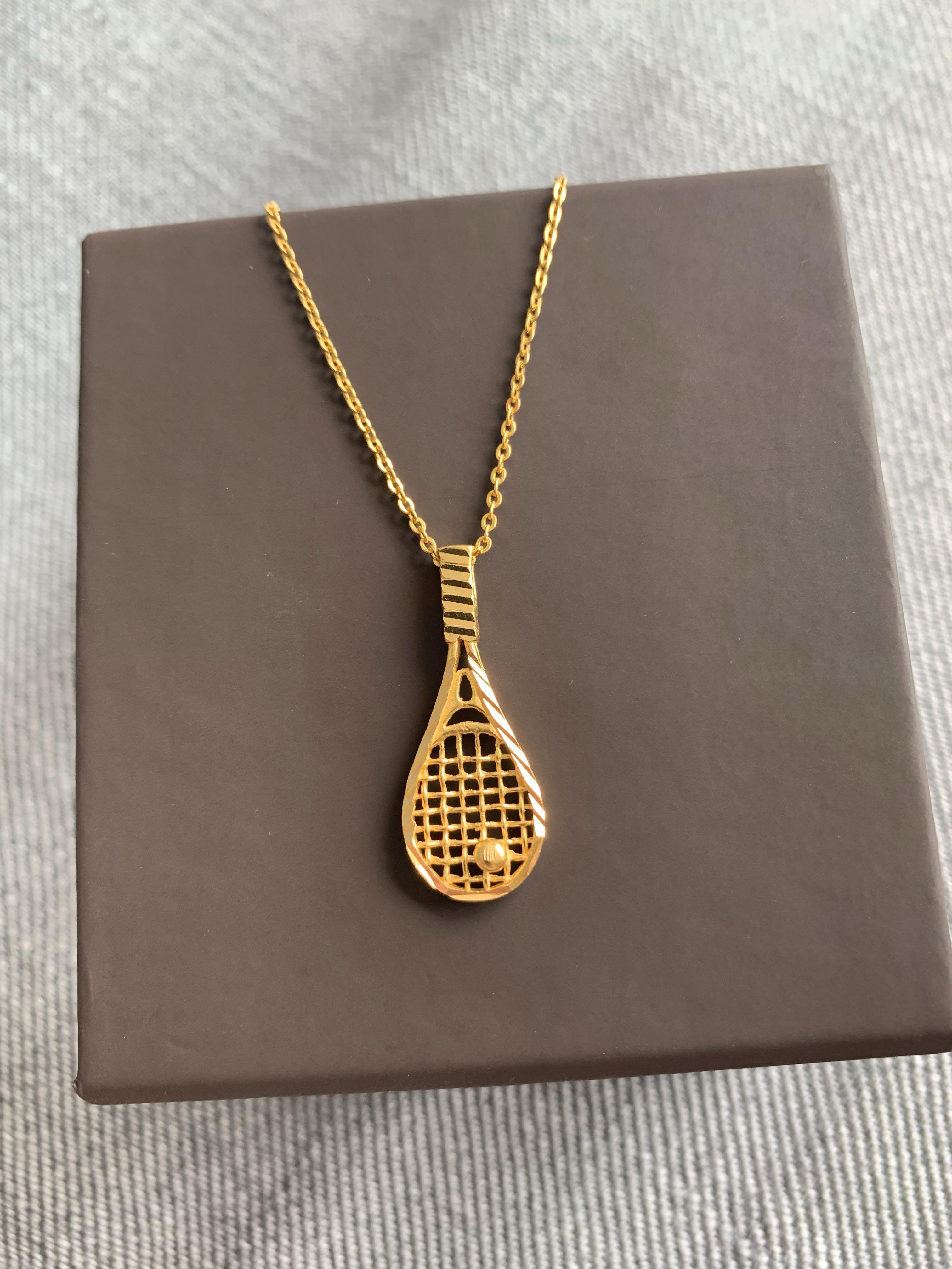Gold tennis hotsell racket pendant