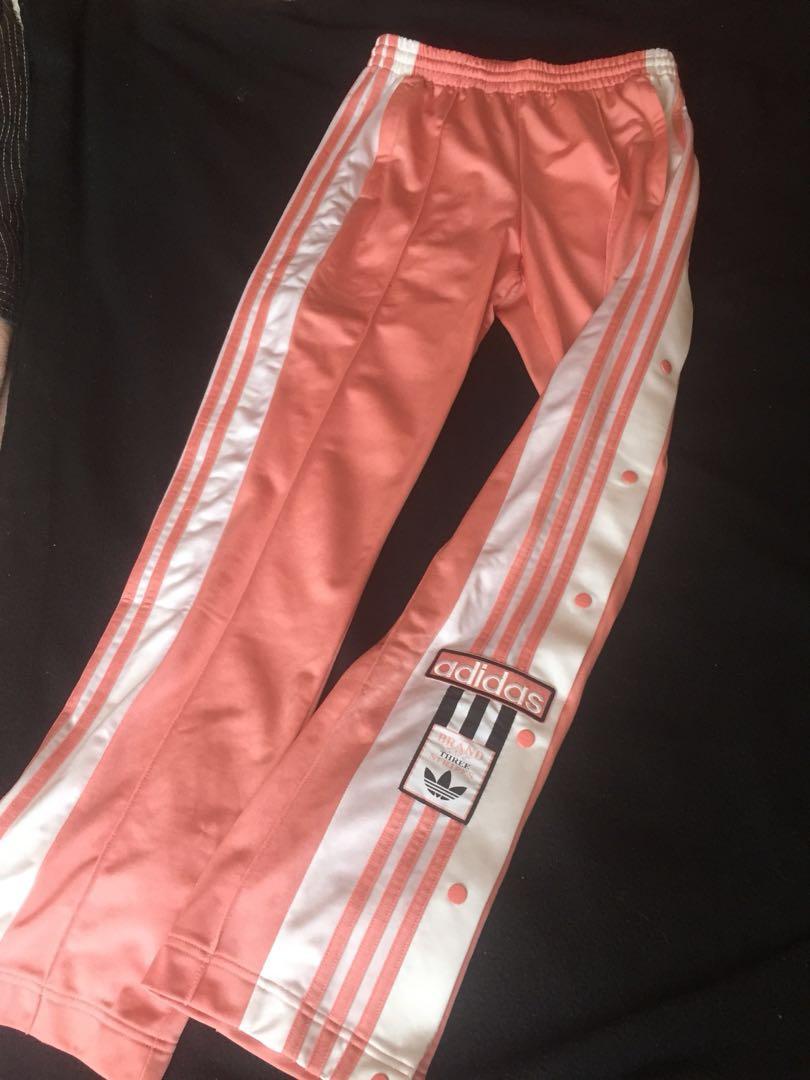 Pink adidas snap pants top