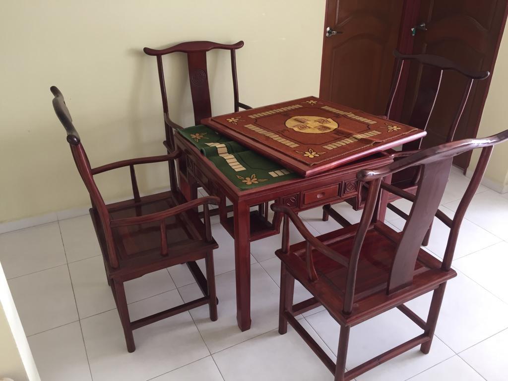 Antique mahjong Table and chairs, Furniture & Home Living, Furniture