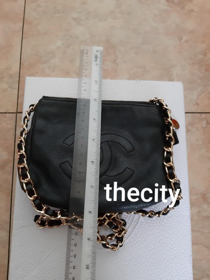 AUTHENTIC CHANEL BLACK CAVIAR LEATHER VANITY POUCH BAG HOLOGRAM