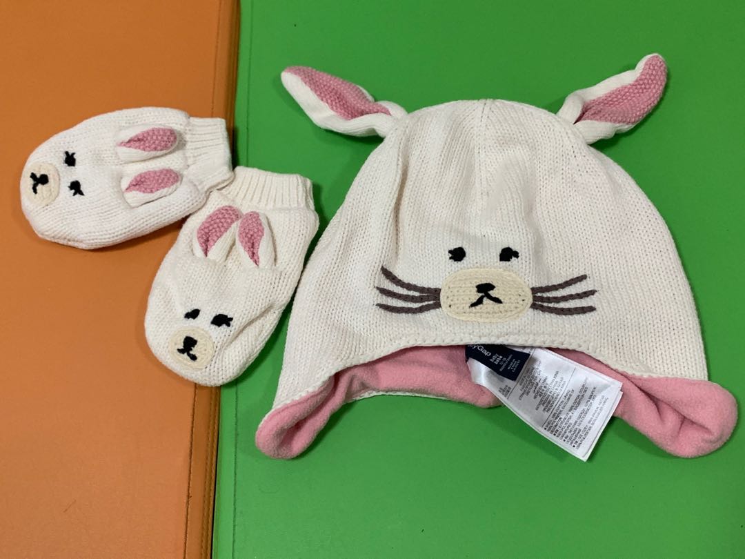 pink baby hat and mittens