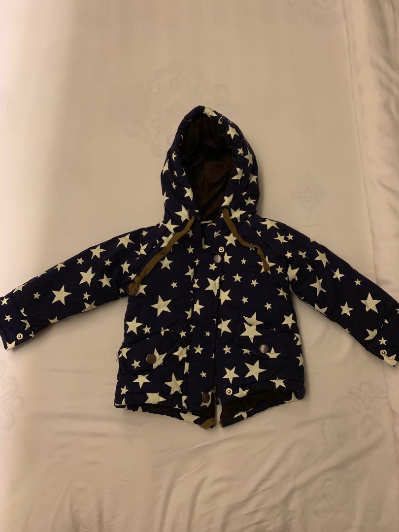 Boy Winter Jacket In Blue Galaxy Star Print Babies Kids Babies Apparel On Carousell