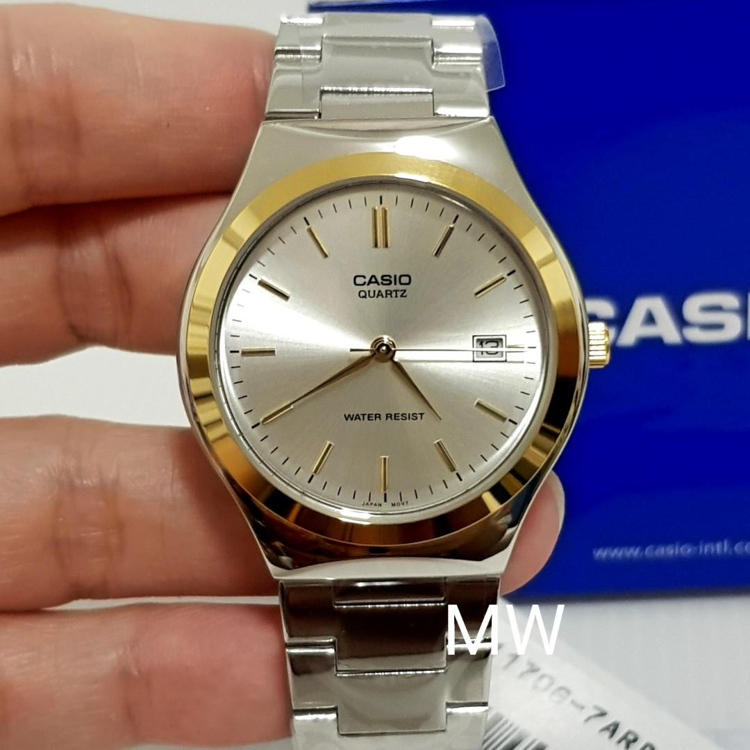 CASIO MEN S CLASSIC ANALOG QUARTZ TWO TONE DATE WATCH MTP 1170G 7A MTP1170 NEW