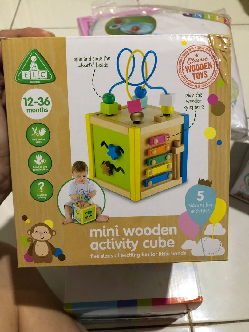 elc mini wooden activity cube