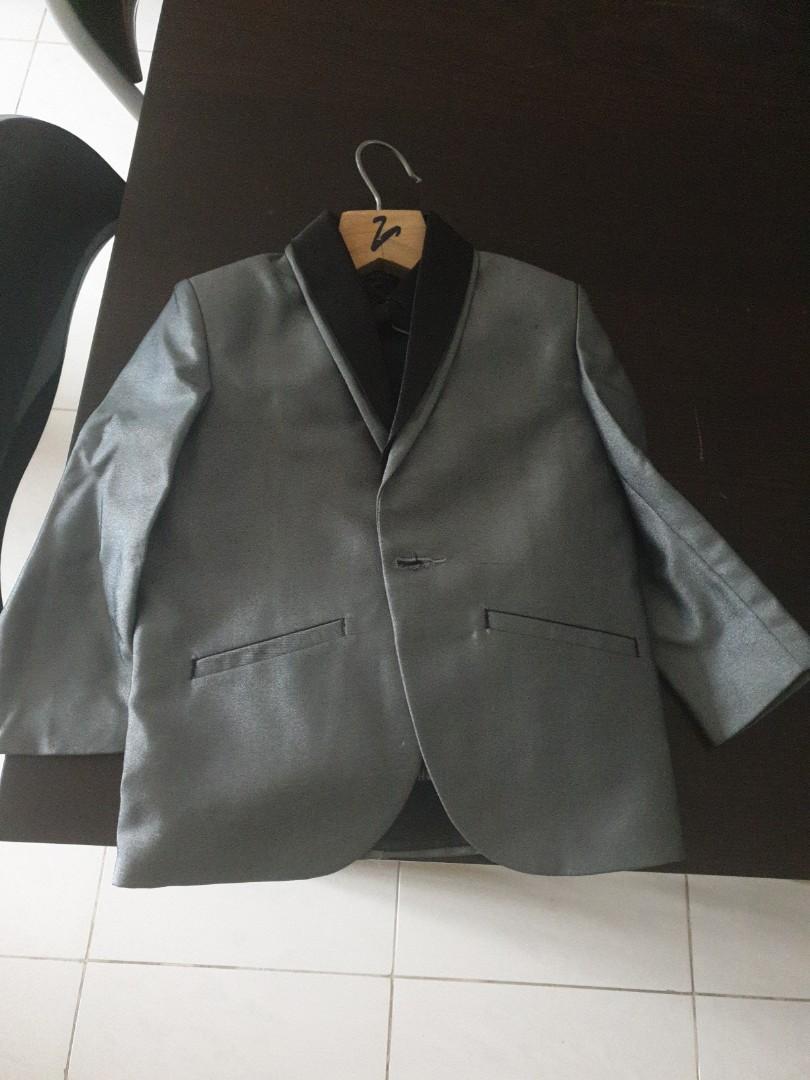 Charcoal grey jacket with black trousers