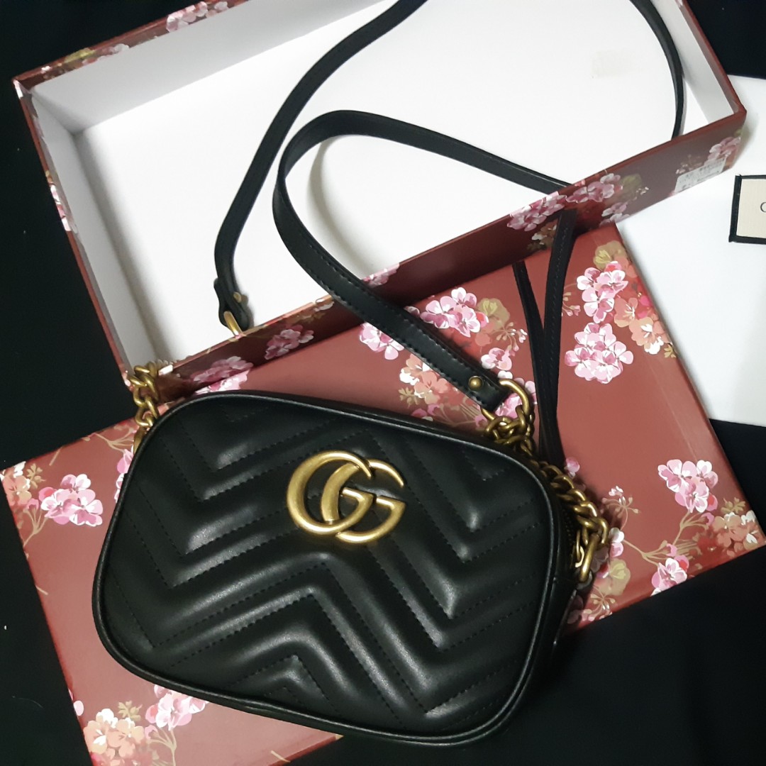 Gucci Marmont Mini Sling Bag Crossbody, Luxury, Bags & Wallets on Carousell