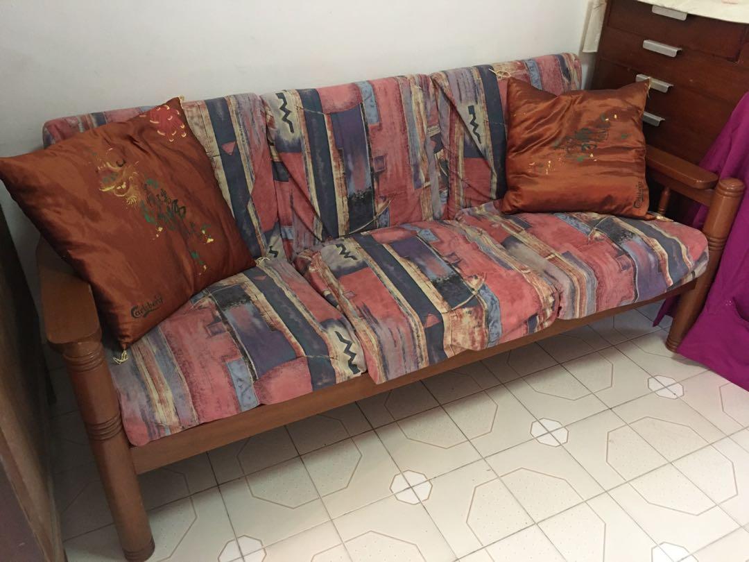 Old Sofa Set, Furniture & Home Living, Furniture, Sofas on Carousell